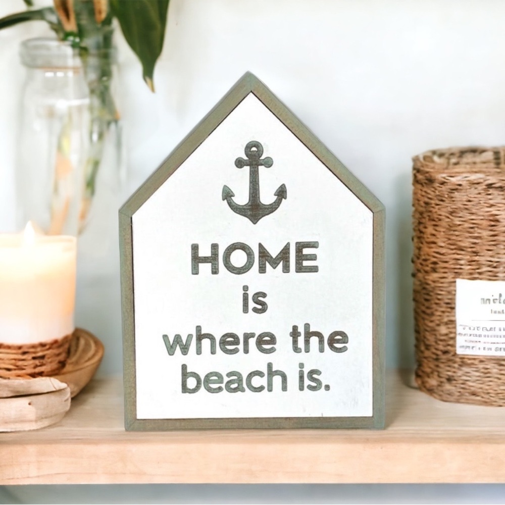 Beach sign with light eucalyptus stain